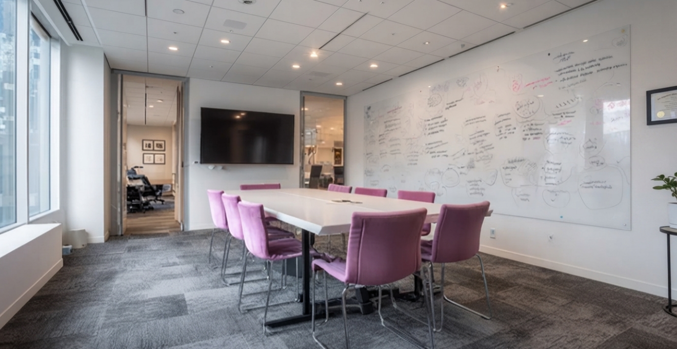 tableau magnétique grand format dans une salle de réunion